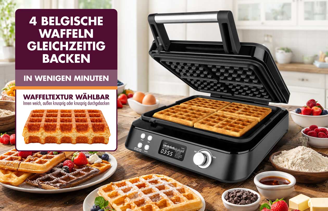 GASTROBACK® Waffeleisen - 42448 - Waffeleisen Advanced Control Pro 4 - BLACK EDITION