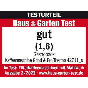 GASTROBACK® Filterkaffeemaschine - 42711_S - Kaffeemaschine Grind & Brew Pro Thermo - Haus & Garten Test 2/2023