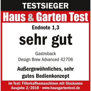 TESTSIEGER Filterkaffeemaschinen - GASTROBACK® Design Brew Advanced 42706 - Haus und Garten Test 2018