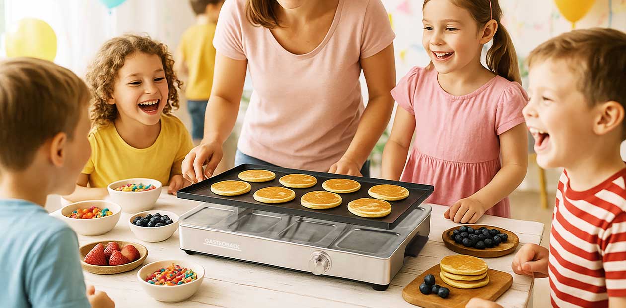 GASTROBACK® Raclette - 42563 - Raclette Grill & Pancake Station - für 8 Personen 2-in-1 Multifunktionsgerät mit XXL-Doppelpfännchen GASTROBACK® Raclette - 42563 - Raclette Grill & Pancake Station - für 8 Personen 2-in-1 Multifunktionsgerät mit XXL-Doppelpfännchen
