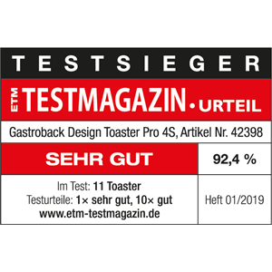 TESTSIEGER Langschlitztoaster - GASTROBACK® Design Toaster Pro 4S 42398 - ETM 2019