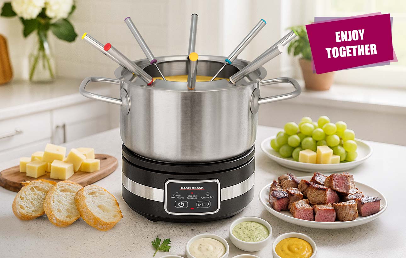 GASTROBACK® Fondue - 42568 - Fondue Multicook 4-in-1 & Cooking Plate - 13-piece fondue set with induction frying pan and cooking pot for up to 8 people GASTROBACK® Fondue - 42568 - Fondue Multicook 4-in-1 & Cooking Plate - 13-piece fondue set with induction frying pan and cooking pot for up to 8 people