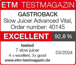 GASTROBACK® Juicer - 40145 - Slow Juicer Advanced Vital - ETM Testmagazin 03/2024