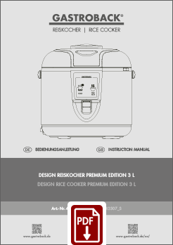 GASTROBACK® Reiskocher - 42507_S - Design Reiskocher Premium Edition 3 L - Bedienungsanleitung - Instruction manual