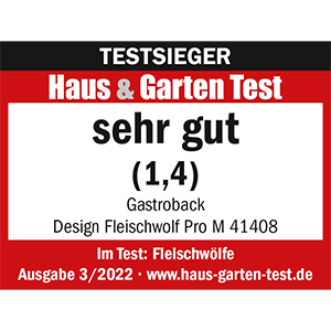 TESTSIEGER Fleischwölfe - GASTROBACK® Design Fleischwolf Pro M 41408 - Haus und Garten Test 2022