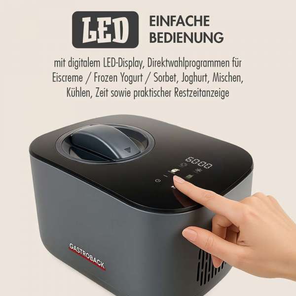 Gastroback Mini Gelateria – 2-in-1 Kompressor Eismaschine & Joghurtbereiter
