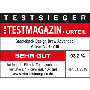 TEST WINNER Filter Coffee Machine - GASTROBACK® Design Brew Advanced - 62706 - ETM 2019