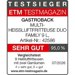 GASTROBACK® Multi Airfryer Duo Family 9 L - 42586 - ETM 07/2026 GASTROBACK® Multi Airfryer Duo Family 9 L - 42586 - ETM 07/2026
