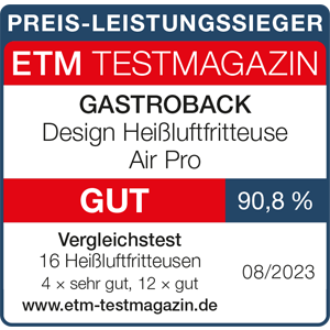GASTROBACK® Fritteuse - 42582 - Design Heißluftfritteuse Air Pro - ETM Testmagazin 08/2023