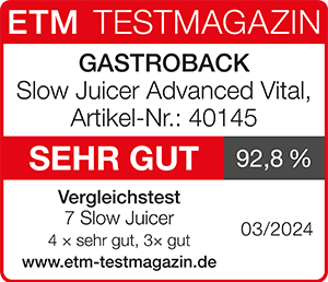 GASTROBACK® Entsafter - 40145 - Slow Juicer Advanced Vital - ETM Testmagazin 03/2024