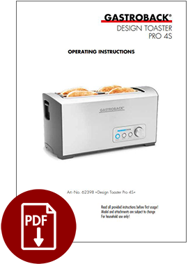 62398 - Design Toaster Pro 4S - Operating Instructions