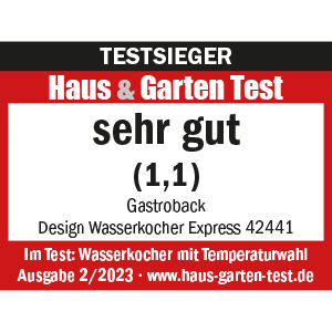 TESTSIEGER Wasserkocher - GASTROBACK® Design Wasserkocher Express - 42441 - Haus & Garten Test 2/2023