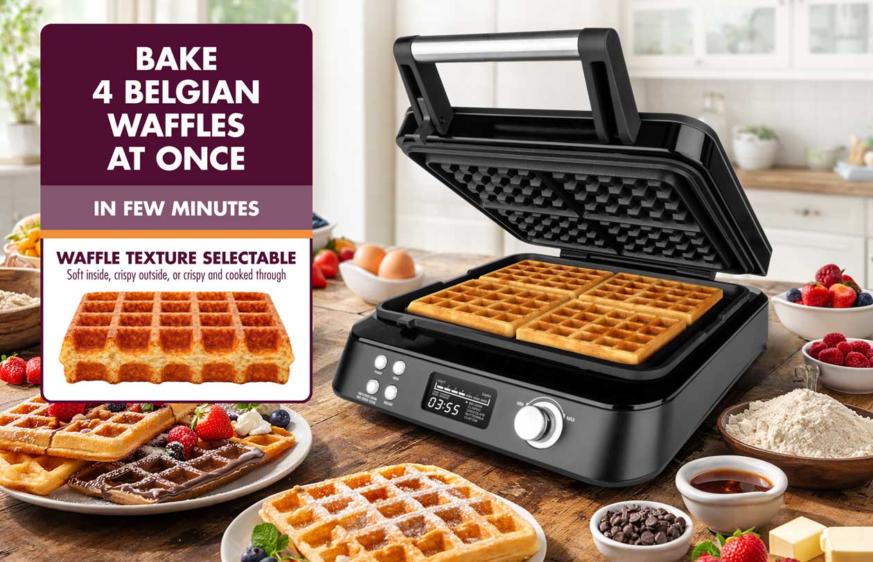 GASTROBACK® Waffle Maker - 42448 - Waffle Maker Advanced Control Pro 4 - BLACK EDITION