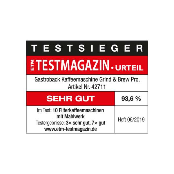 GASTROBACK® Filterkaffeemaschine - 42711 Kaffeemaschine Grind & Brew Pro