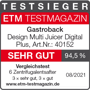TESTSIEGER Zentrifugalentsafter GASTROBACK® Design Multi Juicer Digital Plus 40152 ETM 2021