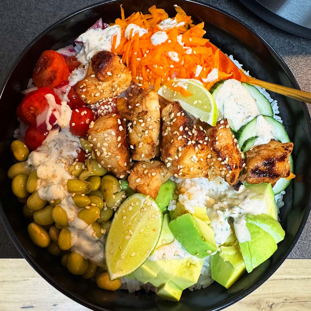 Chicken-Protein-Reis-Bowl | GASTROBACK® Reiskocher