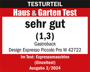 Siebtraegermaschine Test - Haus und Garten Test 2/2024 - GASTROBACK® - 42722 - Design Espresso Piccolo Pro M