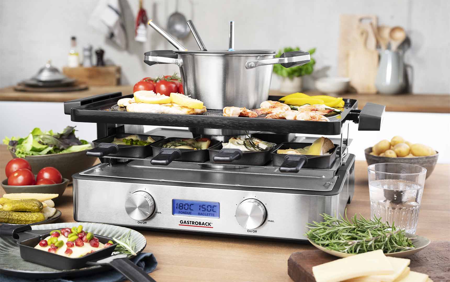 Pijnboom Ten einde raad Antagonist Design Raclette Fondue Advanced Plus | GASTROBACK®