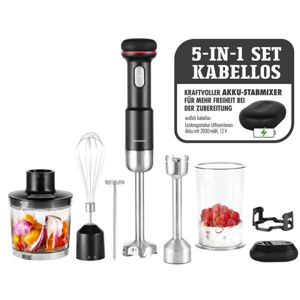 GASTROBACK Stabmixer - GASTROBACK Stabmixer - 40982 - Kabelloser Design Stabmixer Set 5 in 1