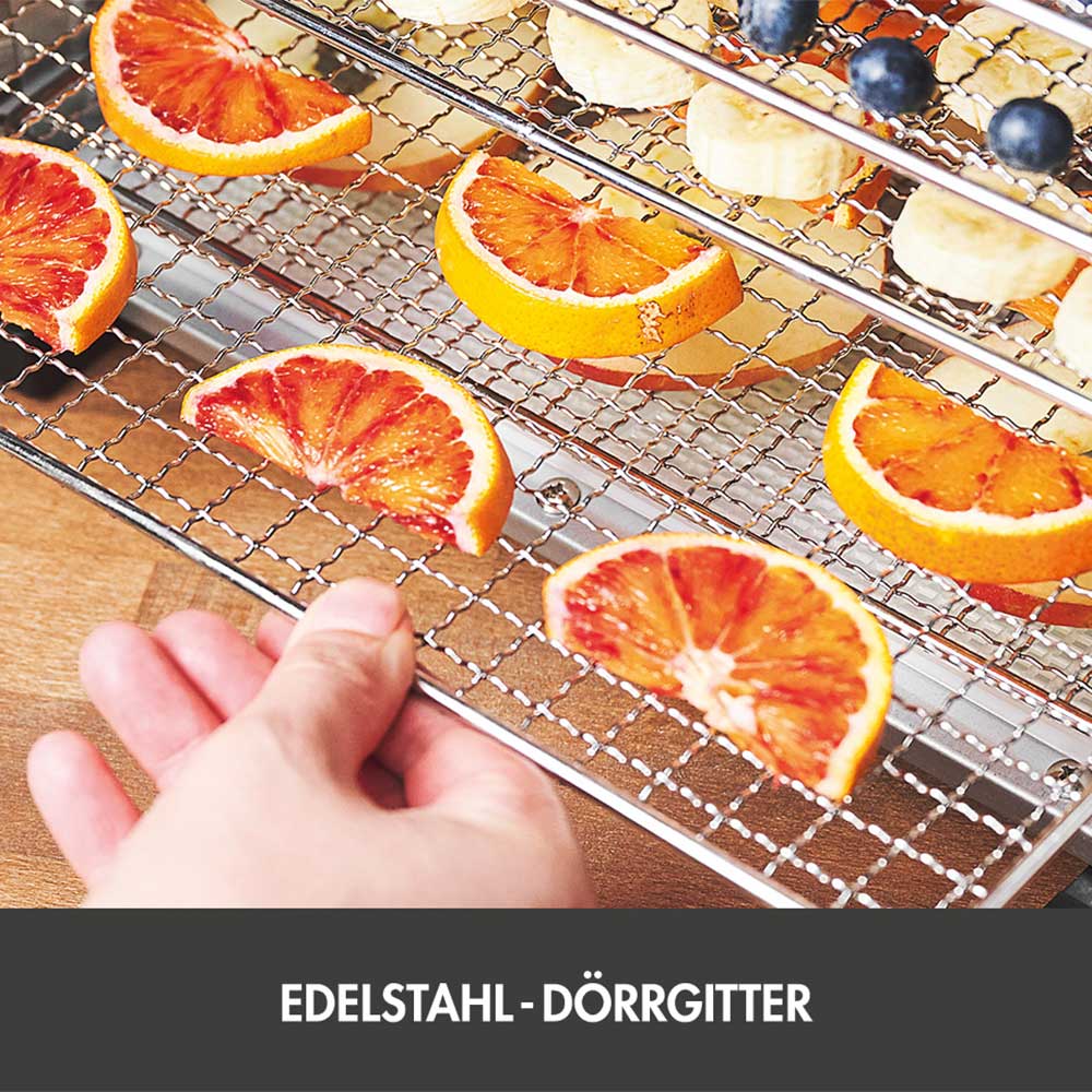 6 Edelstahl-Dörrgitter, Dörrfläche 990 cm² pro Gitter, insgesamt 5.940 cm²