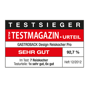 TESTSIEGER Reiskocher - GASTROBACK® Design Reiskocher Pro 42518 - ETM 2012