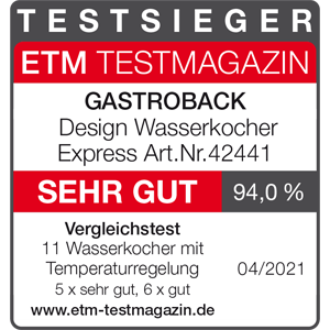 TESTSIEGER Wasserkocher - GASTROBACK® Design Wasserkocher Express - 42441 - ETM 2021