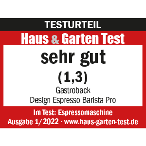 GASTROBACK® Siebträgermaschine - 42616 Design Espresso Barista Pro - Auszeichnung Sehr gut