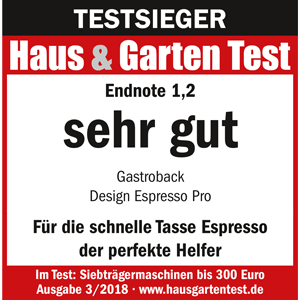 TESTSIEGER Siebträgermaschinen bis 300 EUR - GASTROBACK® Design Espresso Pro 42709 - Haus und Garten Test 2018