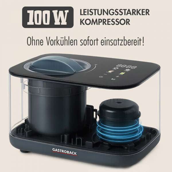 Gastroback Mini Gelateria – 2-in-1 Kompressor Eismaschine & Joghurtbereiter