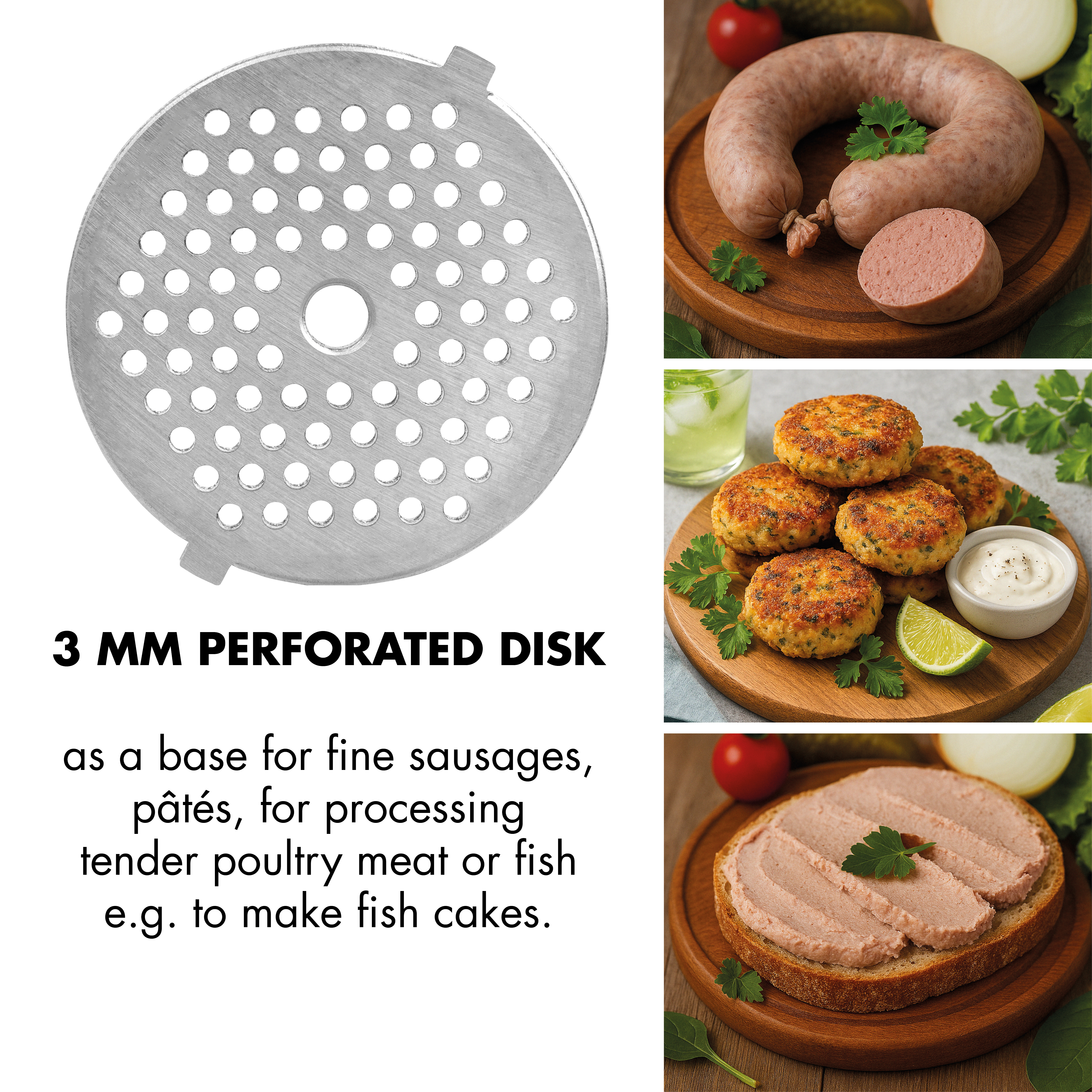 GASTROBACK® Fleischwolf - 41407 - Design Fleischwolf 6-in-1 Plus #6 - 3 MM Lochscheibe als Grundlage für feine Würstchen, Pasteten, zur Verarbeitung von zartem Geflügelfleisch oder Fisch z.B. zu Fischfrikadellen.