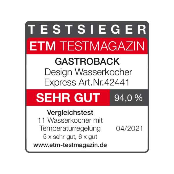 GASTROBACK® Wasserkocher - 42441 - Design Wasserkocher Express
