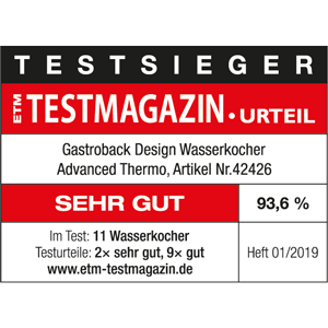 TESTSIEGER Wasserkocher - GASTROBACK® Design Wasserkocher Advanced Thermo 42426 - ETM 2019