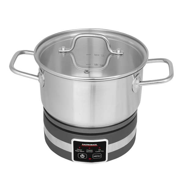 GASTROBACK® Fondue - 42568 - Fondue Multicook 4-in-1 & Kochplatte - 13 teiliges Fondue-Set mit induktiver Bratpfanne und Kochtopf für bis zu 8 Personen