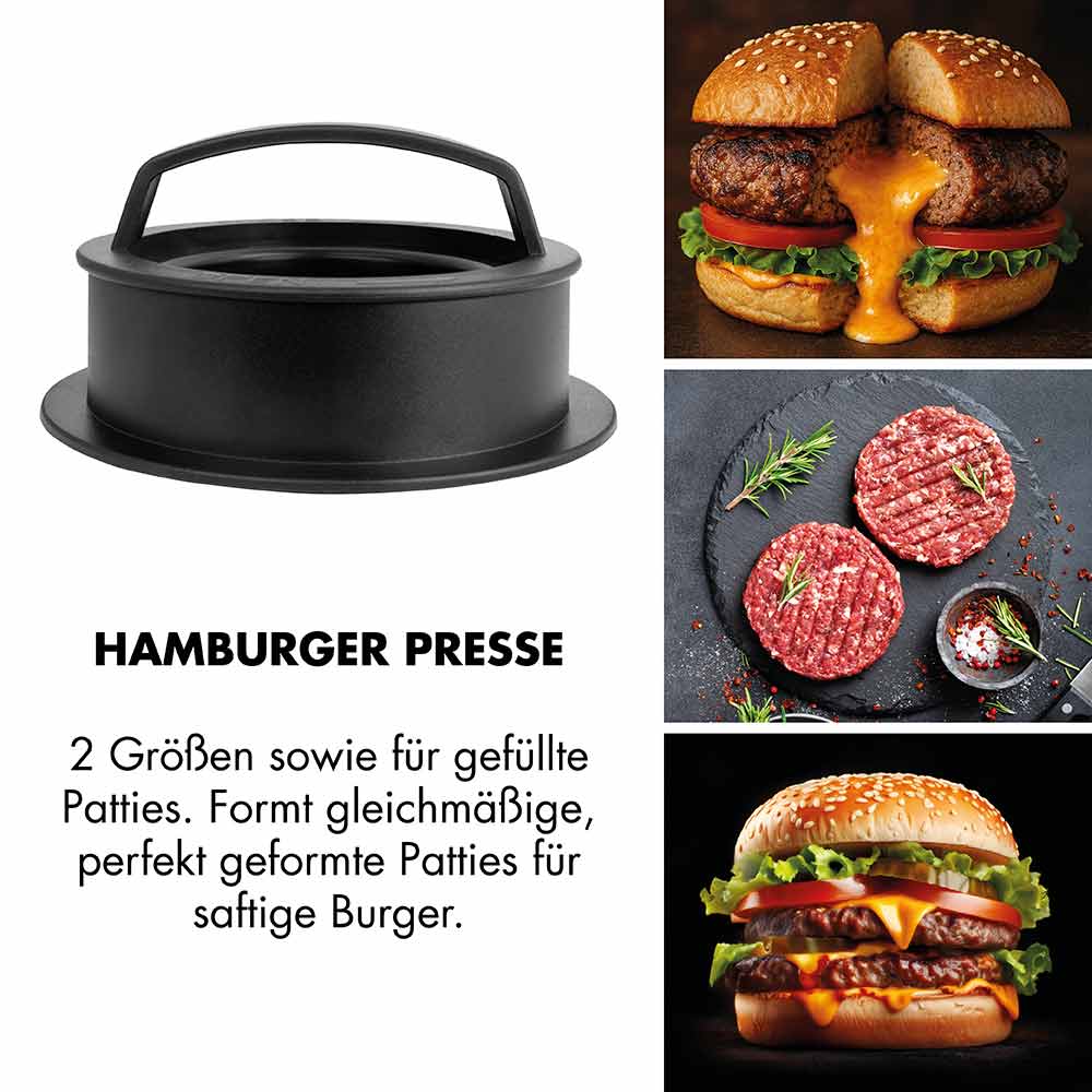 GASTROBACK® Fleischwolf - 41407 - Design Fleischwolf 6-in-1 Plus #6 - HAMBURGER PRESSE 2 Größen sowie für gefüllte Patties. Formt gleichmäßige, perfekt geformte Patties für saftige Burger.