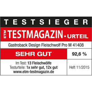 TESTSIEGER Fleischwölfe - GASTROBACK® Design Fleischwolf Pro M 41408 - ETM 2015