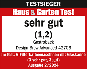TESTSIEGER Filterkaffeemaschine - GASTROBACK® Design Brew Advanced - 42800 - Haus und Garten Test 2/2024