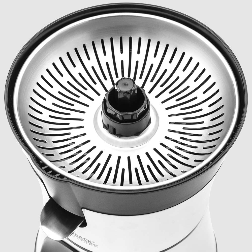 Stainless steel strainer and juice spout