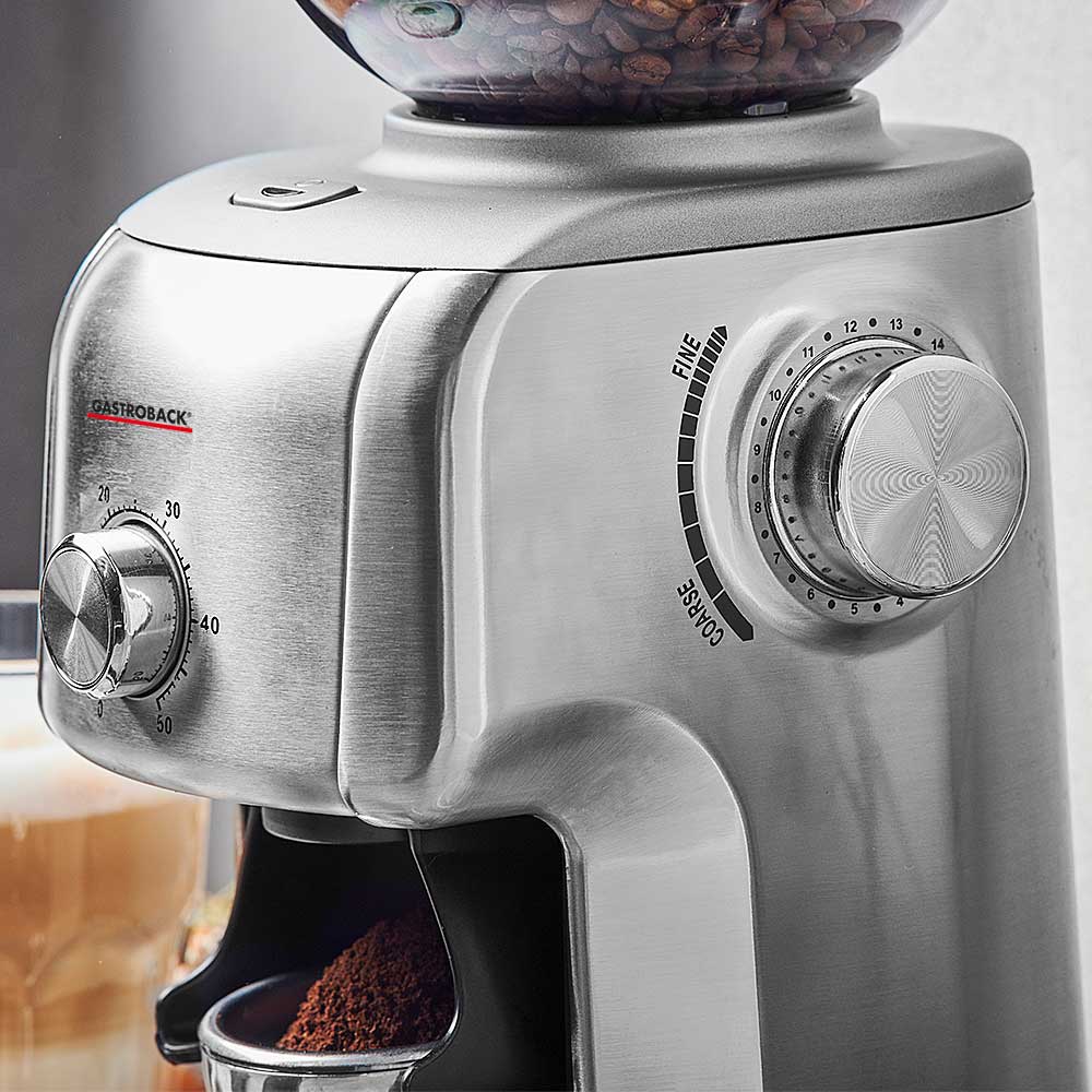 Time settings can be selected up to 50 seconds and 16 grinding grade settings from coarse to fine