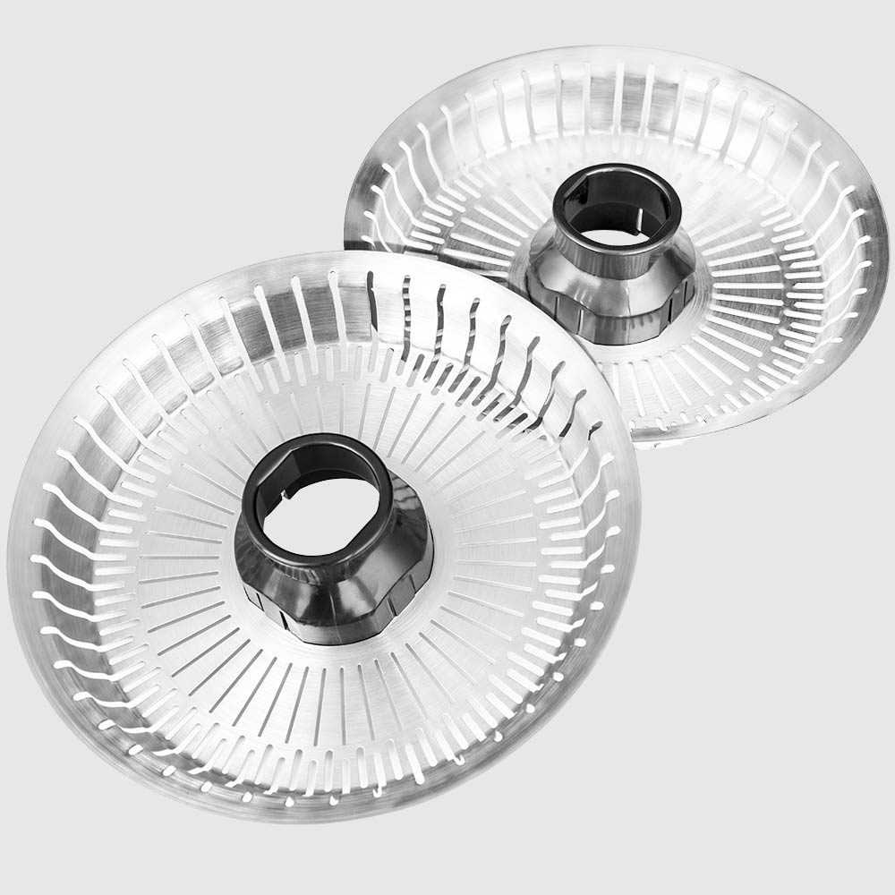 2 stainless-steel sieve inserts for juices both with and without pulp