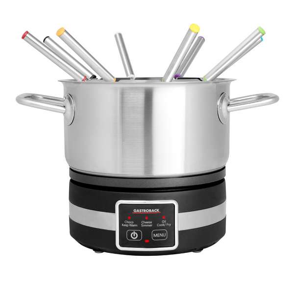 GASTROBACK® Fondue - 42568 - Fondue Multicook 4-in-1 & Kochplatte - 13 teiliges Fondue-Set mit induktiver Bratpfanne und Kochtopf für bis zu 8 Personen