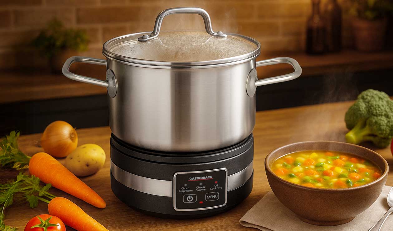 GASTROBACK® Fondue - 42568 - Fondue Multicook 4-in-1 & Kochplatte - 13 teiliges Fondue-Set mit induktiver Bratpfanne und Kochtopf für bis zu 8 Personen GASTROBACK® Fondue - 42568 - Fondue Multicook 4-in-1 & Kochplatte - 13 teiliges Fondue-Set mit induktiver Bratpfanne und Kochtopf für bis zu 8 Personen