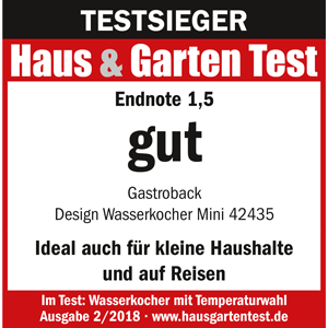 TESTSIEGER Wasserkocher - GASTROBACK® Design Wasserkocher Mini 42435 - Haus und Garten Test 2018