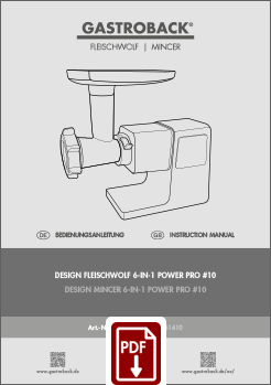 GASTROBACK® Fleischwolf - 41410 Design Fleischwolf 6-in-1 Power Pro #10 - BDA