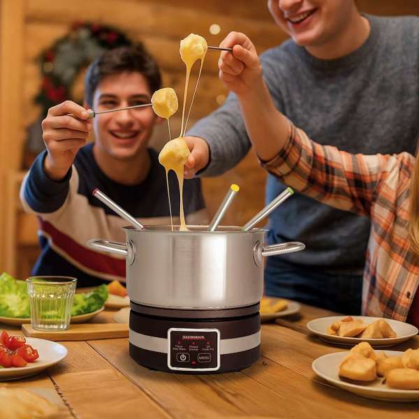 GASTROBACK® Fondue - 42568 - Fondue Multicook 4-in-1 & Kochplatte - 13 teiliges Fondue-Set mit induktiver Bratpfanne und Kochtopf für bis zu 8 Personen