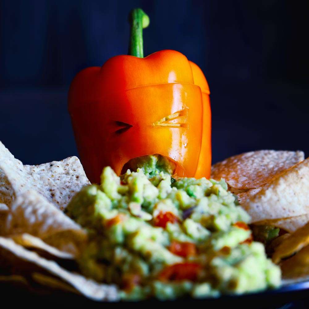 Halloween-Paprika-mit-gruenem-Dip_-_GASTROBACK-Design-Mini-Chopper-Plus