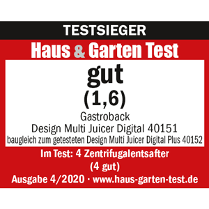 TESTSIEGER-Zentrifugalentsafter-GASTROBACK®-Design-Multi-Juicer-Digital-40151-Haus-und-Garten-Test-2020