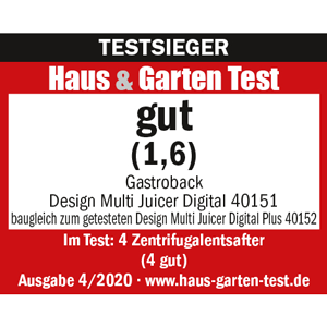 TESTSIEGER-Zentrifugalentsafter-GASTROBACK®-Design-Multi-Juicer-Digital-40151-Haus-und-Garten-Test-2020 TESTSIEGER-Zentrifugalentsafter-GASTROBACK®-Design-Multi-Juicer-Digital-40151-Haus-und-Garten-Test-2020