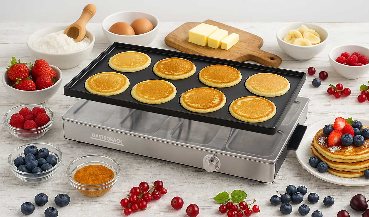GASTROBACK® Raclette - 42563 - Raclette Grill & Pancake Station - für 8 Personen 2-in-1 Multifunktionsgerät mit XXL-Doppelpfännchen GASTROBACK® Raclette - 42563 - Raclette Grill & Pancake Station - für 8 Personen 2-in-1 Multifunktionsgerät mit XXL-Doppelpfännchen