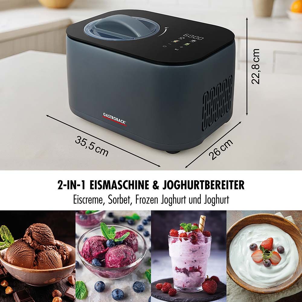 Eismaschine mit Kompressor klein 1 Liter | Gastroback Mini Gelateria 2-in-1