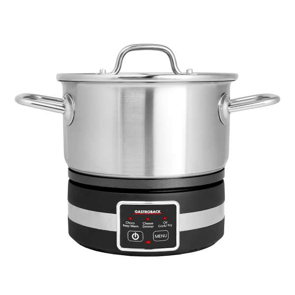 GASTROBACK® Fondue - 42568 - Fondue Multicook 4-in-1 & Kochplatte - 13 teiliges Fondue-Set mit induktiver Bratpfanne und Kochtopf für bis zu 8 Personen